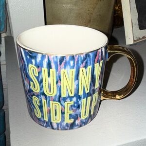 Anthropologie Sunny Side Up Mug with Gold Handle